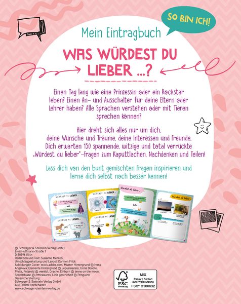 Produktbild: So bin ich! Mein Eintragbuch. 150 Fragen: Was w&uuml;rde ich lieber