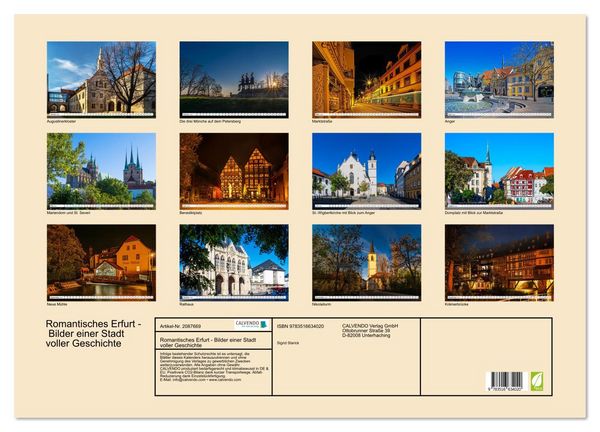 Produktbild: Romantisches Erfurt - Bilder einer Stadt voller Geschichte (Wandkalender 2026 DIN A2 quer), CALVENDO Monatskalender