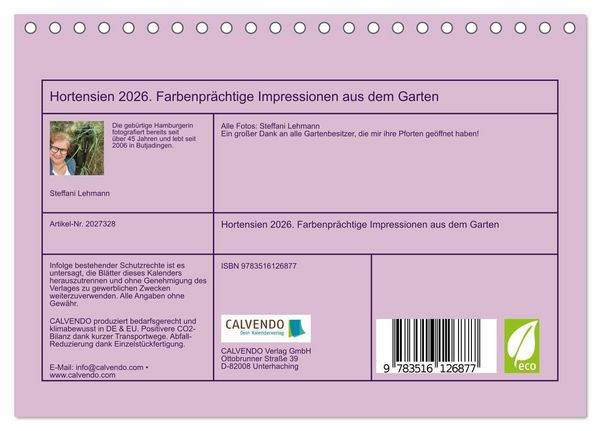 Produktbild: Hortensien 2026. Farbenpr&auml;chtige Impressionen aus dem Garten (Tischkalender 2026 DIN A5 quer), CALVENDO Monatskalender