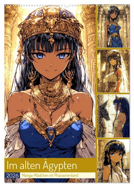 Produktbild: Im alten &Auml;gypten. Manga-M&auml;dchen im Pharaonenland (Wandkalender 2026 DIN A2 hoch), CALVENDO Monatskalender