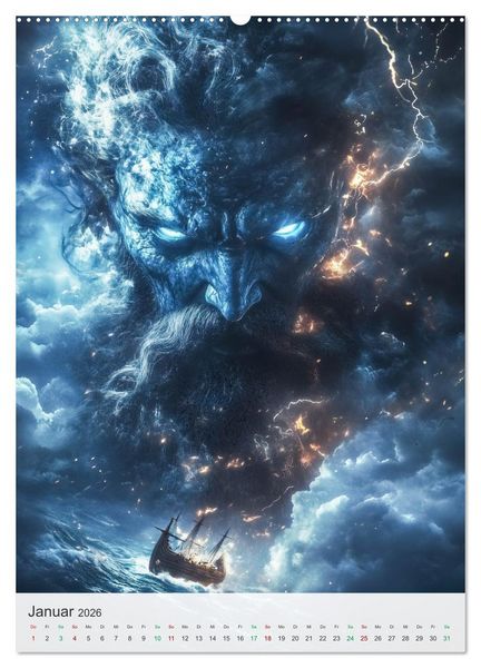 Produktbild: Nordische Mythologie (hochwertiger Premium Wandkalender 2026 DIN A2 hoch), Kunstdruck in Hochglanz