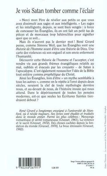 Produktbild: Je vois Satan tomber comme l'&eacute;clair