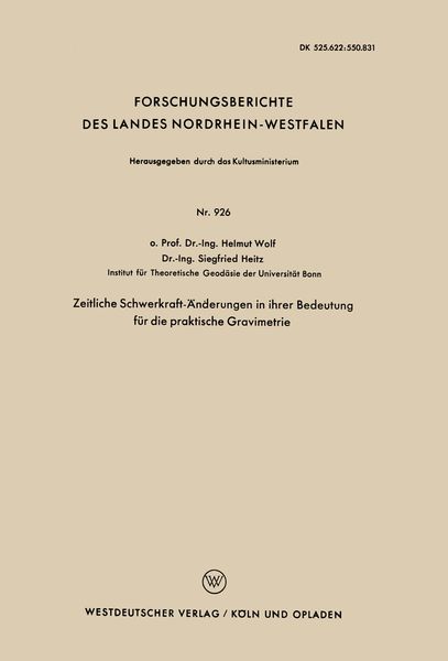 Produktbild: Zeitliche Schwerkraft-&Auml;nderungen in ihrer Bedeutung f&uuml;r die praktische Gravimetrie