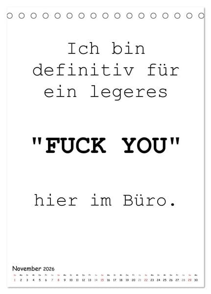 Produktbild: Typo-Kalender f&uuml;r das B&uuml;ro. Gemeine und lustige Spr&uuml;che (Tischkalender 2026 DIN A5 hoch), CALVENDO Monatskalender
