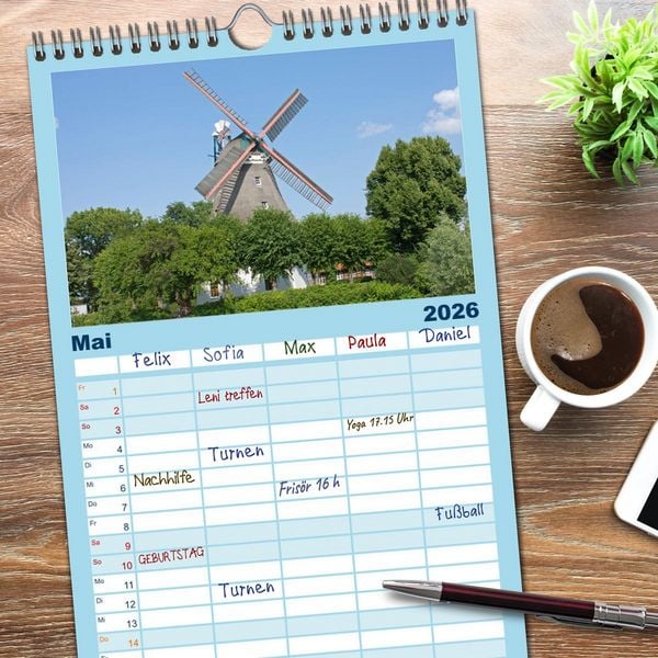 Produktbild: Familienplaner 2026 - Hamburg - Perle an der Elbe mit 5 Spalten (Wandkalender, 21 x 45 cm) CALVENDO
