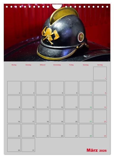 Produktbild: Alte Feuerwehrhelme - Terminplaner (Wandkalender 2026 DIN A4 hoch), CALVENDO Monatskalender