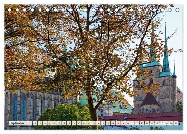 Produktbild: Erfurt &ndash; Ein Spaziergang durch die Landeshauptstadt (Tischkalender 2027 DIN A5 quer), CALVENDO Monatskalender