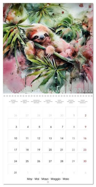 Produktbild: Jolis paresseux (Calendrier mural carr&eacute; 2027 30x30 cm) Calendrier double avec une page pour vos prises de notes