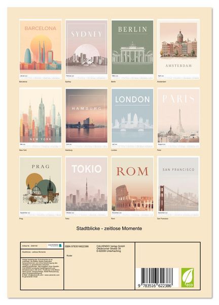 Produktbild: Stadtblicke - zeitlose Momente (Wandkalender 2026 DIN A4 hoch), CALVENDO Monatskalender