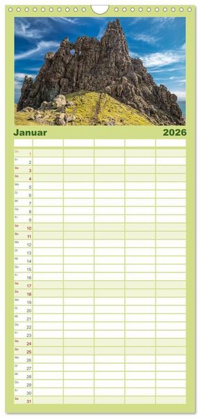 Produktbild: Familienplaner 2026 - Raue Sch&ouml;nheit - Isle of Skye mit 5 Spalten (Wandkalender, 21 x 45 cm) CALVENDO