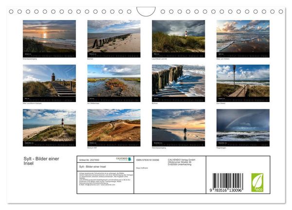 Produktbild: Sylt - Bilder einer Insel (Wandkalender 2026 DIN A4 quer), CALVENDO Monatskalender