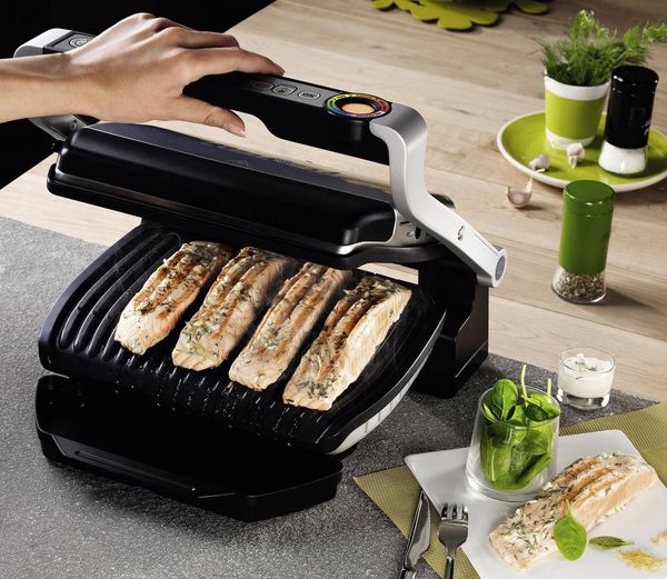 Produktbild: Tefal Optigrill+ Elektro Kontaktgrill Automatische Temperaturanpassung Edelstahl (geb&uuml;rstet), Schwarz