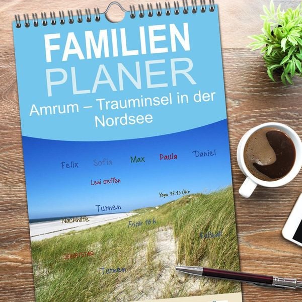 Produktbild: Familienplaner 2026 - Amrum &ndash; Trauminsel in der Nordsee mit 5 Spalten (Wandkalender, 21 x 45 cm) CALVENDO