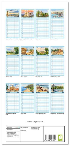 Produktbild: Familienplaner 2026 - Kretische Impressionen mit 5 Spalten (Wandkalender, 21 x 45 cm) CALVENDO