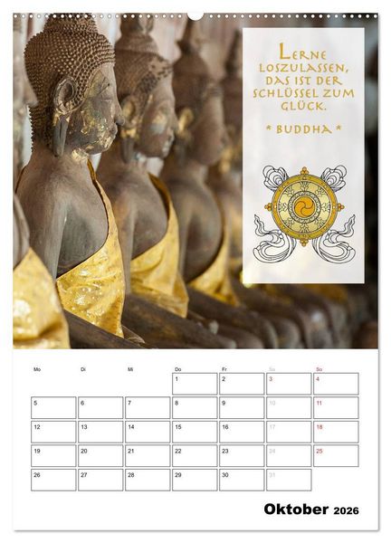 Produktbild: BUDDHAS ZITATE Buddhistische Weisheiten (Wandkalender 2026 DIN A2 hoch), CALVENDO Monatskalender