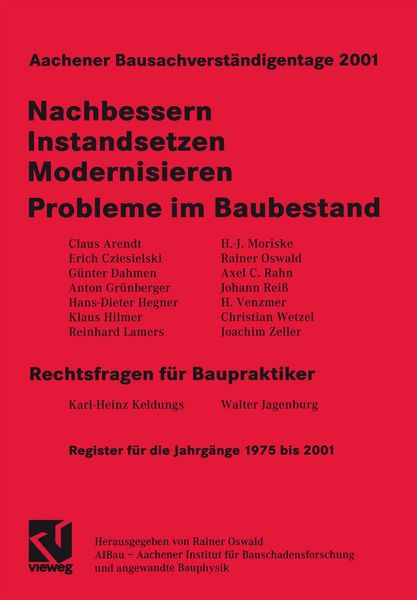 Produktbild: Aachener Bausachverst&auml;ndigentage 2001