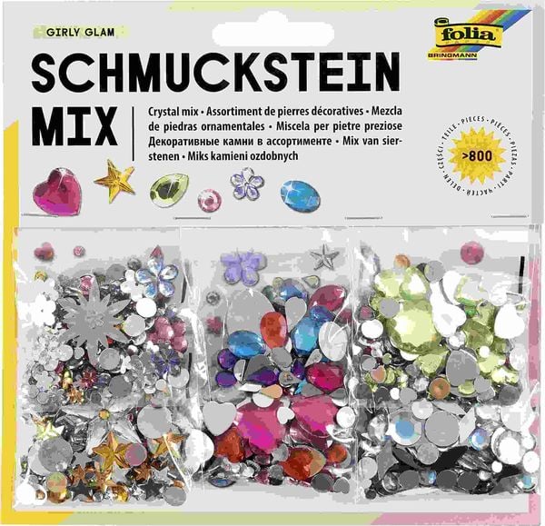 Folia Schmuckstein Mix GIRLY GLAM, über 800 Teile, sortiert