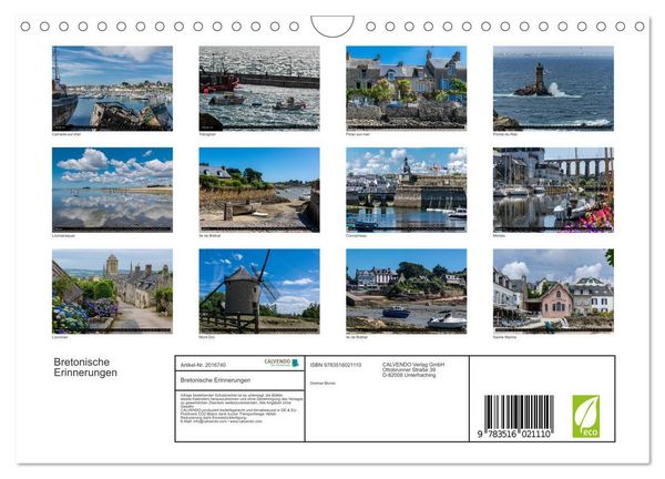 Produktbild: Bretonische Erinnerungen (Wandkalender 2026 DIN A4 quer), CALVENDO Monatskalender