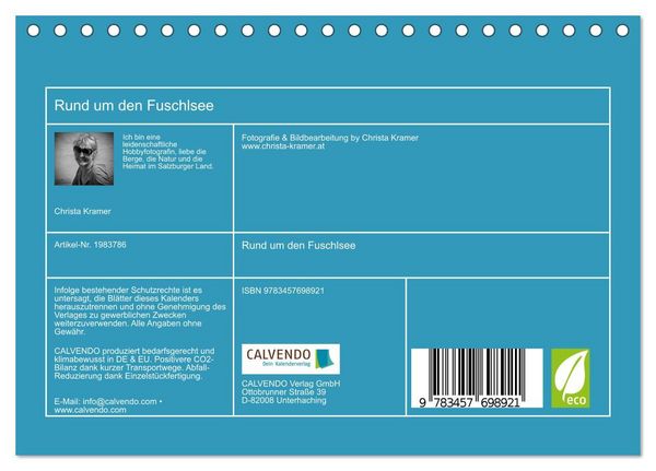 Produktbild: Rund um den Fuschlsee (Tischkalender 2026 DIN A5 quer), CALVENDO Monatskalender