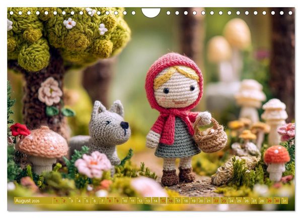 Produktbild: Amigurumi M&auml;rchenstunde nach den Gebr&uuml;dern Grimm (Wandkalender 2026 DIN A4 quer), CALVENDO Monatskalender