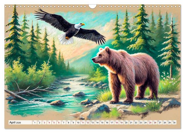 Produktbild: Ein Jahr mit den B&auml;ren - Ein majest&auml;tisches Leben in der Wildnis (Wandkalender 2026 DIN A3 quer), CALVENDO Monatskalender