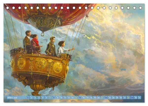 Produktbild: Ballonfahrt - Fantasie Stil (Tischkalender 2026 DIN A5 quer), CALVENDO Monatskalender