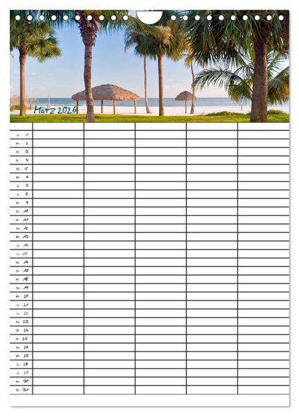 Produktbild: Idyllisches Florida / Familienplaner (Wandkalender 2026 DIN A4 hoch), CALVENDO Monatskalender