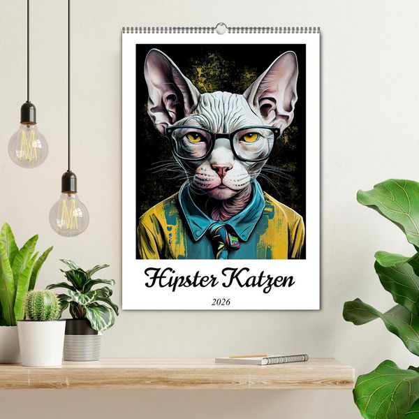 Produktbild: Hipster Katzen (Wandkalender 2026 DIN A2 hoch), CALVENDO Monatskalender