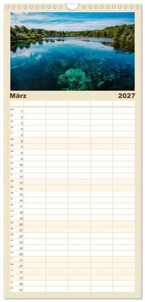 Produktbild: Familienplaner 2027 - Neuseeland - Landschaftstr&auml;ume mit 5 Spalten (Wandkalender, 21 x 45 cm) CALVENDO