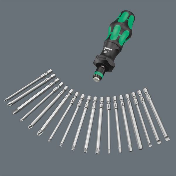 Produktbild: Wera Kompakt Turbo Imperial 1 05057483001 Bit-Set 19teilig 1/4\" (6.3 mm) inkl. Bithalter-Schraubendreher, inkl. Drehmoment-Adapter