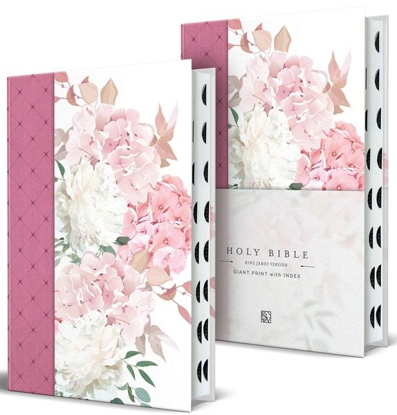 Produktbild: KJV Holy Bible, Giant Print Large Format, Hardcover Pink Floral Design with Cloth with Ribbon Marker, Red Letter, and Thumb Index