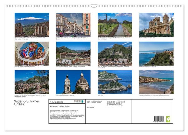 Produktbild: Widerspr&uuml;chliches Sizilien (Wandkalender 2026 DIN A2 quer), CALVENDO Monatskalender