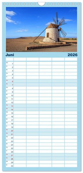 Produktbild: Familienplaner 2026 - Fuerteventura mit 5 Spalten (Wandkalender, 21 x 45 cm) CALVENDO