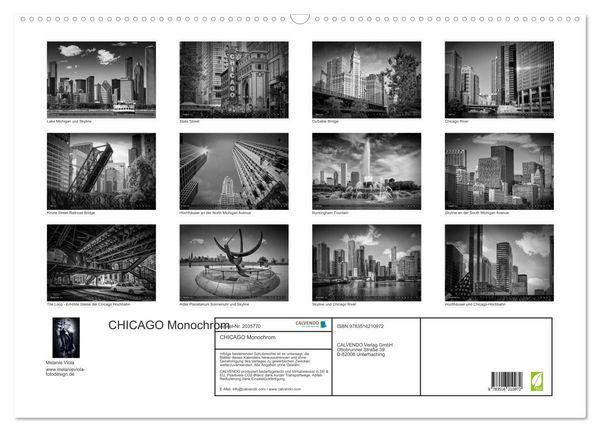Produktbild: CHICAGO Monochrom (Wandkalender 2026 DIN A2 quer), CALVENDO Monatskalender