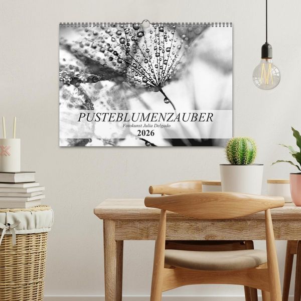Produktbild: Pusteblumenzauber in schwarzwei&szlig; (Wandkalender 2026 DIN A3 quer), CALVENDO Monatskalender