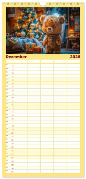 Produktbild: Familienplaner 2026 - Abenteuer eines Taddyb&auml;ren mit 5 Spalten (Wandkalender, 21 x 45 cm) CALVENDO