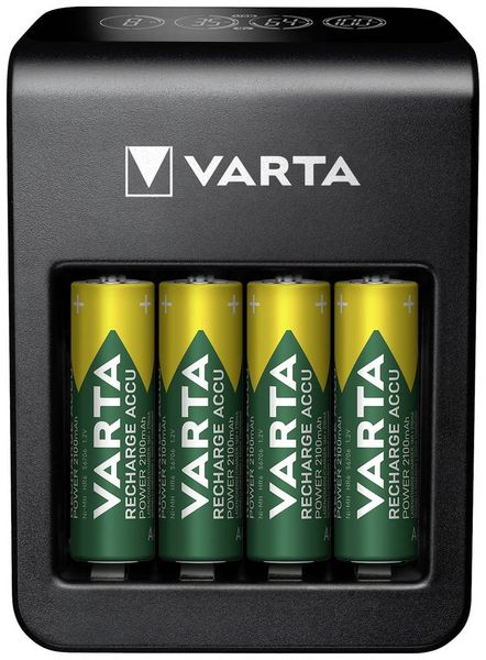 Varta LCD Plug Charger+ 4x 56706 Rundzellen-Ladegerät NiMH Micro (AAA), Mignon (AA), 9 V Block