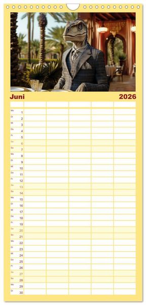 Produktbild: Familienplaner 2026 - Reiche Dinos. Sie leben &ndash; im Luxus. mit 5 Spalten (Wandkalender, 21 x 45 cm) CALVENDO