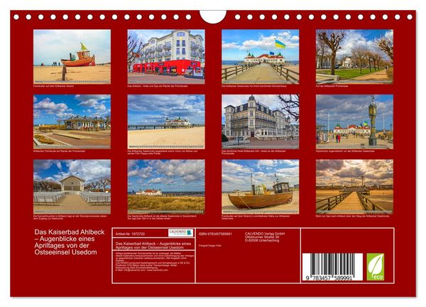 Produktbild: Das Kaiserbad Ahlbeck &ndash; Augenblicke eines Apriltages von der Ostseeinsel Usedom (Wandkalender 2026 DIN A4 quer), CALVENDO Monatskalender
