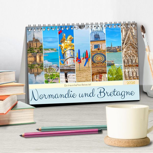 Produktbild: Ein traumhaftes Reiseziel - Normandie und Bretagne (Tischkalender 2026 DIN A5 quer), CALVENDO Monatskalender