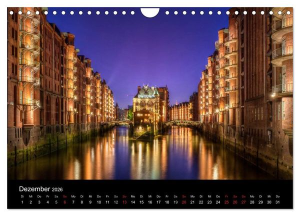 Produktbild: Hamburg - Lichter der Nacht (Wandkalender 2026 DIN A4 quer), CALVENDO Monatskalender