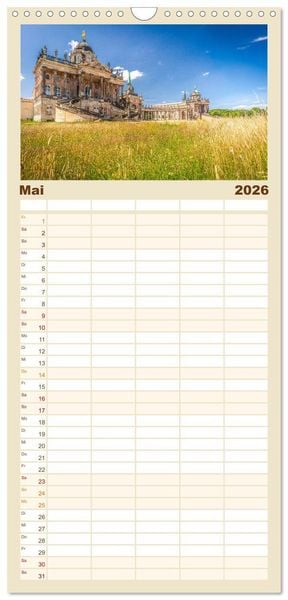 Produktbild: Familienplaner 2026 - Potsdam - Schl&ouml;sser, Parks und der Alte Fritz mit 5 Spalten (Wandkalender, 21 x 45 cm) CALVENDO