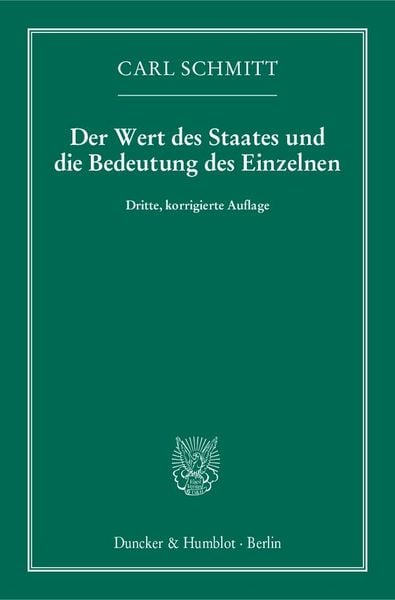 Produktbild: Der Wert des Staates und die Bedeutung des Einzelnen.