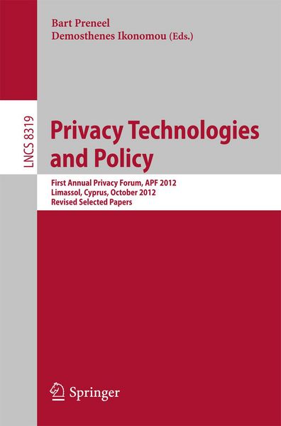 Produktbild: Privacy Technologies and Policy