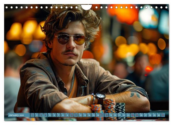 Produktbild: Texas Hold'em Poker Faces (Wall Calendar 2026 DIN A4 landscape), CALVENDO 12 Month Wall Calendar