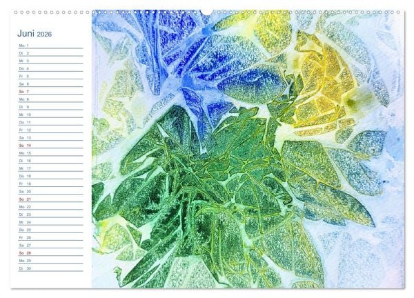 Produktbild: Jadegr&uuml;n und K&ouml;nigsblau - Zauberhafte Aquarellexperimente in Gr&uuml;n und Blau (hochwertiger Premium Wandkalender 2026 DIN A2 quer), Kunstdruck in Hochglanz