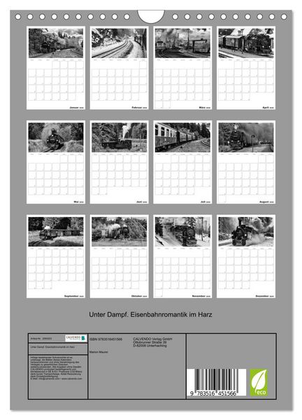 Produktbild: Unter Dampf. Eisenbahnromantik im Harz (Wandkalender 2026 DIN A4 hoch), CALVENDO Monatskalender