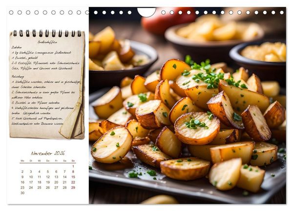 Produktbild: Kartoffelzeit - Zw&ouml;lf klassische KI Kartoffelgerichte mit Rezept (Wandkalender 2026 DIN A4 quer), CALVENDO Monatskalender