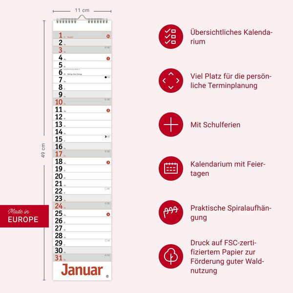 Produktbild: Langplaner, rot 2027