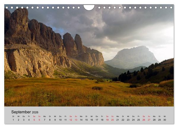 Produktbild: S&uuml;dtiroler Bergwelten - Die monti pallidi, Idylle die fast unwirklich erscheint (Wandkalender 2026 DIN A4 quer), CALVENDO Monatskalender